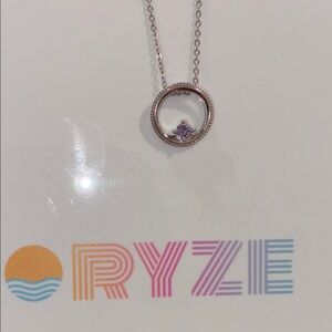 Silver Pendant Necklace with Purple Gemstone